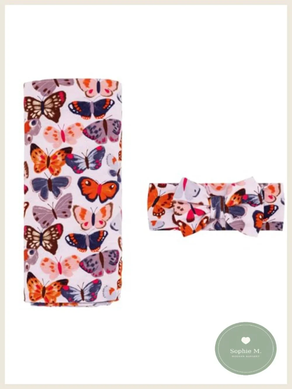 Newborn Swaddle Blanket & Headband Set, Viscose from Bamboo, 44x44